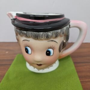 Vintage Pottery Yoshida Japan Old Grandma Lady Ceramic Head Creamer